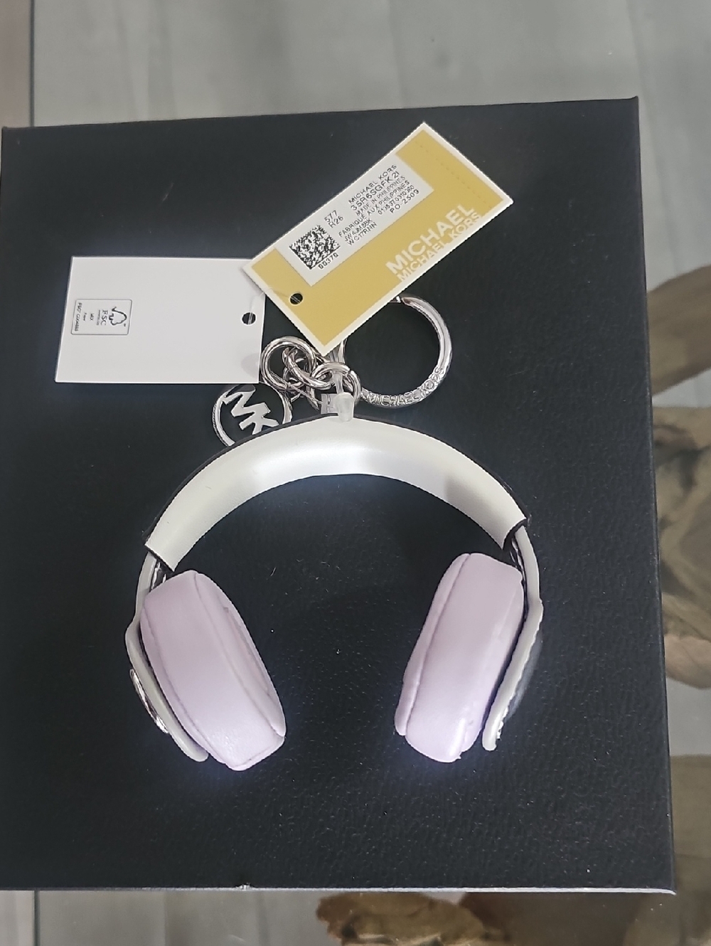 Michael Kors Pink & White Headphone Keychain - Rare